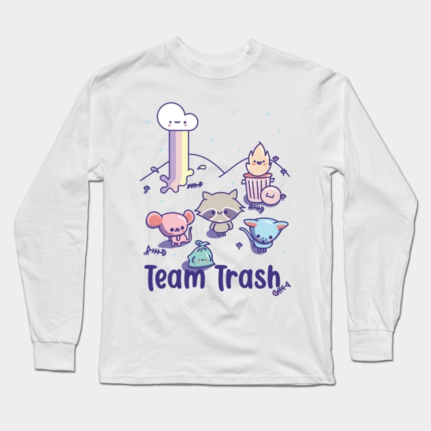 Kawaii Raccoon, Rat and Opossum, Team Trash Pastel Rainbow Long Sleeve T-Shirt by YourGoods